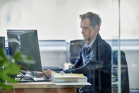 Office worker looking at Azure login